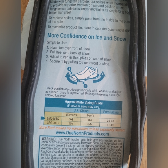 Due North Everyday Traction Aids Ice and Snow Cleats Unisex Size Small / Medium - Picture 3 of 4